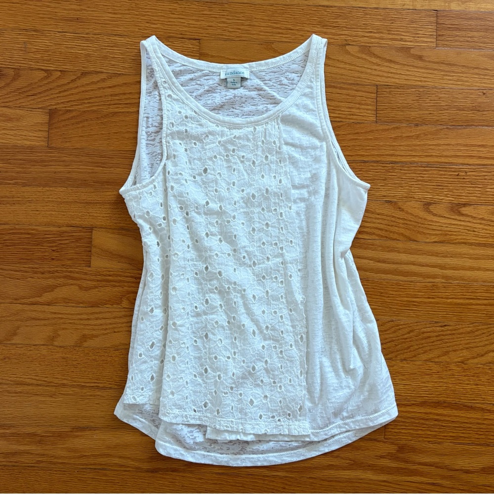 Sundance White Eyelet Tank Top